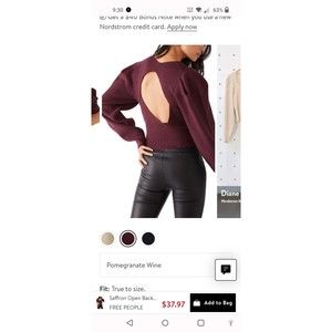 Free People Saffron Open Back Sweater Size XS